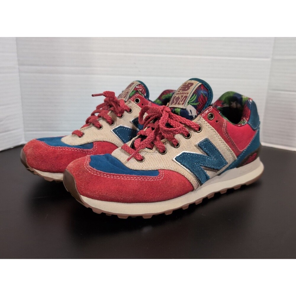 NEW BALANCE 574 BOTANICAL GARDEN MEN'S SIZE 9 US RED BLUE ML574OHR 2014 VGC